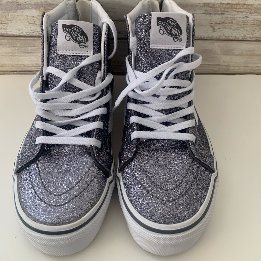 Silver Glitter High Top Vans